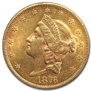 1876-S $20 Liberty Gold Double Eagle AU