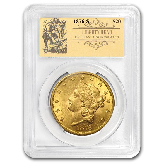 1876-S $20 Liberty Gold Double Eagle BU PCGS (Prospector Label) 1876-S $20 Liberty Gold Double Eagle BU PCGS (Prospector Label)