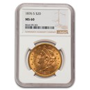 1876-S $20 Liberty Gold Double Eagle MS-60 NGC