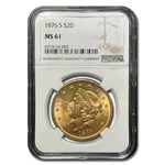 1876-S $20 Liberty Gold Double Eagle MS-61 NGC