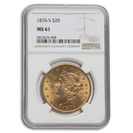 1876-S $20 Liberty Gold Double Eagle MS-61 NGC