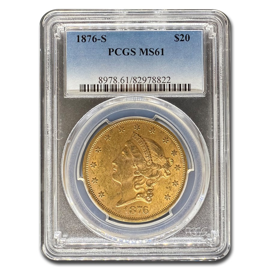 1876-S $20 Liberty Gold Double Eagle MS-61 PCGS