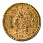 1876-S $20 Liberty Gold Double Eagle MS-62 PCGS CAC