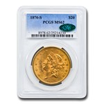 1876-S $20 Liberty Gold Double Eagle MS-62 PCGS CAC
