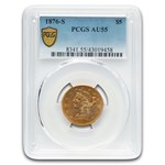 1876-S $5 Liberty Gold Half Eagle AU-55 PCGS