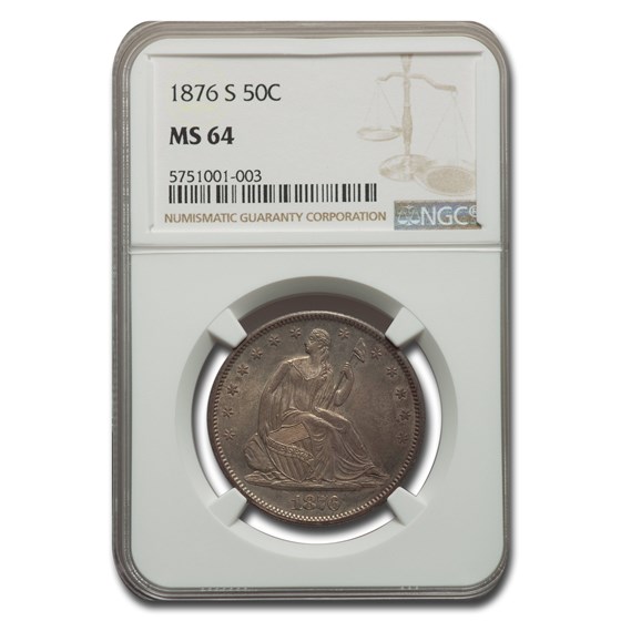 1876-S Liberty Seated Half Dollar MS-64 NGC 1876-S Liberty Seated Half Dollar MS-64 NGC