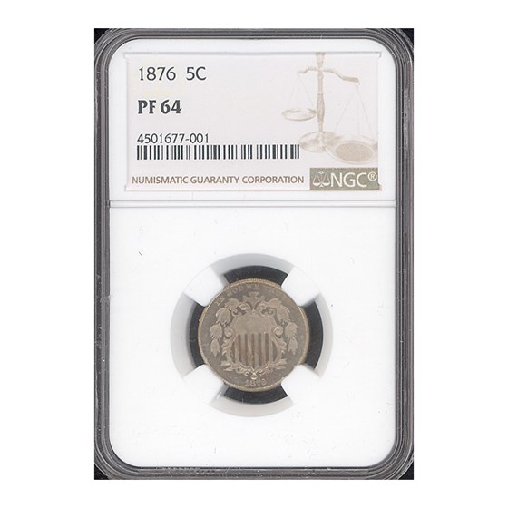 1876 Shield Nickel PF-64 NGC