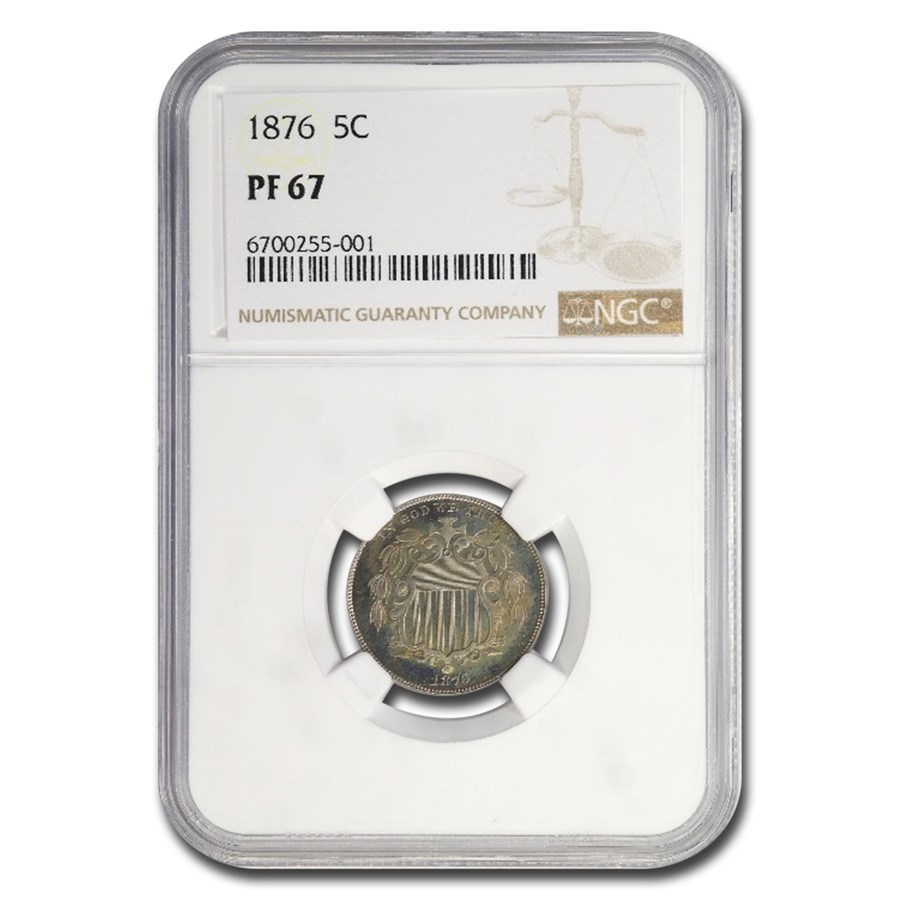 1876 Shield Nickel PF-67 NGC