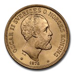 1876 Sweden Gold 20 Kronor Oscar II MS-66 NGC