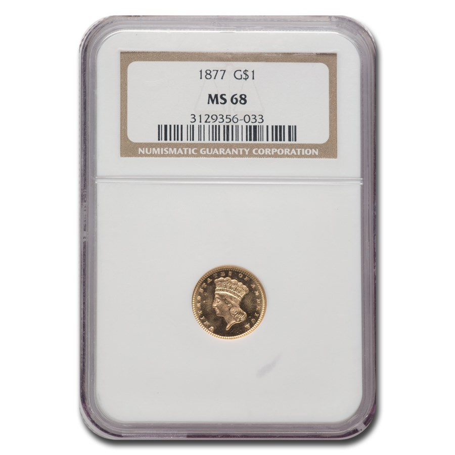 1877 $1 Indian Head Gold MS-68 NGC