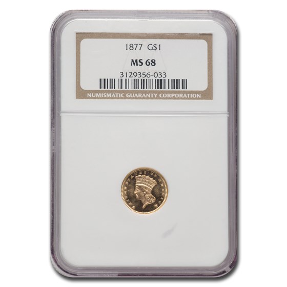 1877 $1 Indian Head Gold MS-68 NGC 1877 $1 Indian Head Gold MS-68 NGC