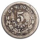 1877-1893 Mexico Silver 5 Centavos Avg Circ (ASW. 0393)