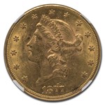 1877 $20 Liberty Gold Double Eagle AU-58 NGC