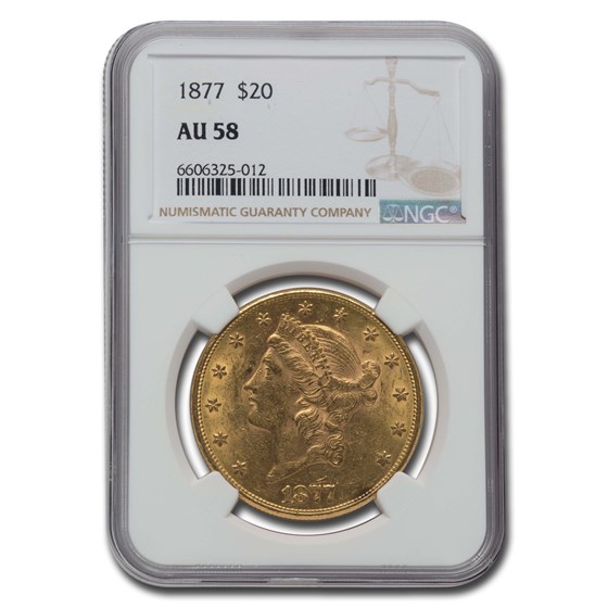 1877 $20 Liberty Gold Double Eagle AU-58 NGC 1877 $20 Liberty Gold Double Eagle AU-58 NGC