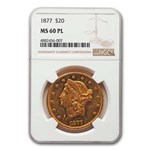 1877 $20 Liberty Gold Double Eagle MS-60 NGC (PL)