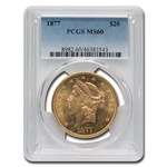 1877 $20 Liberty Gold Double Eagle MS-60 PCGS