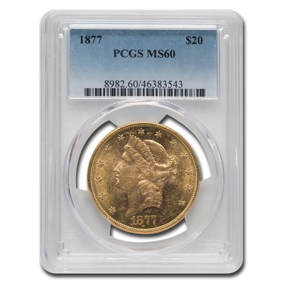 1877 $20 Liberty Gold Double Eagle MS-60 PCGS 1877 $20 Liberty Gold Double Eagle MS-60 PCGS