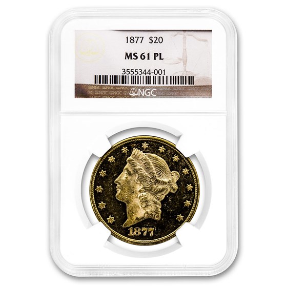 1877 $20 Liberty Gold Double Eagle MS-61 NGC (PL) 1877 $20 Liberty Gold Double Eagle MS-61 NGC (PL)