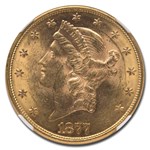1877 $20 Liberty Gold Double Eagle MS-61 NGC