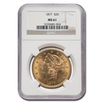 1877 $20 Liberty Gold Double Eagle MS-61 NGC