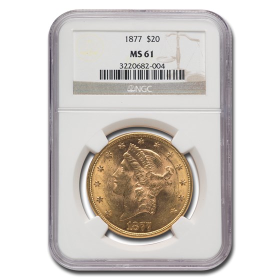 1877 $20 Liberty Gold Double Eagle MS-61 NGC 1877 $20 Liberty Gold Double Eagle MS-61 NGC