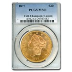 1877 $20 Liberty Gold Double Eagle MS-61 PCGS