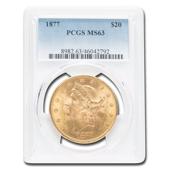 1877 $20 Liberty Gold Double Eagle MS-63 PCGS 1877 $20 Liberty Gold Double Eagle MS-63 PCGS