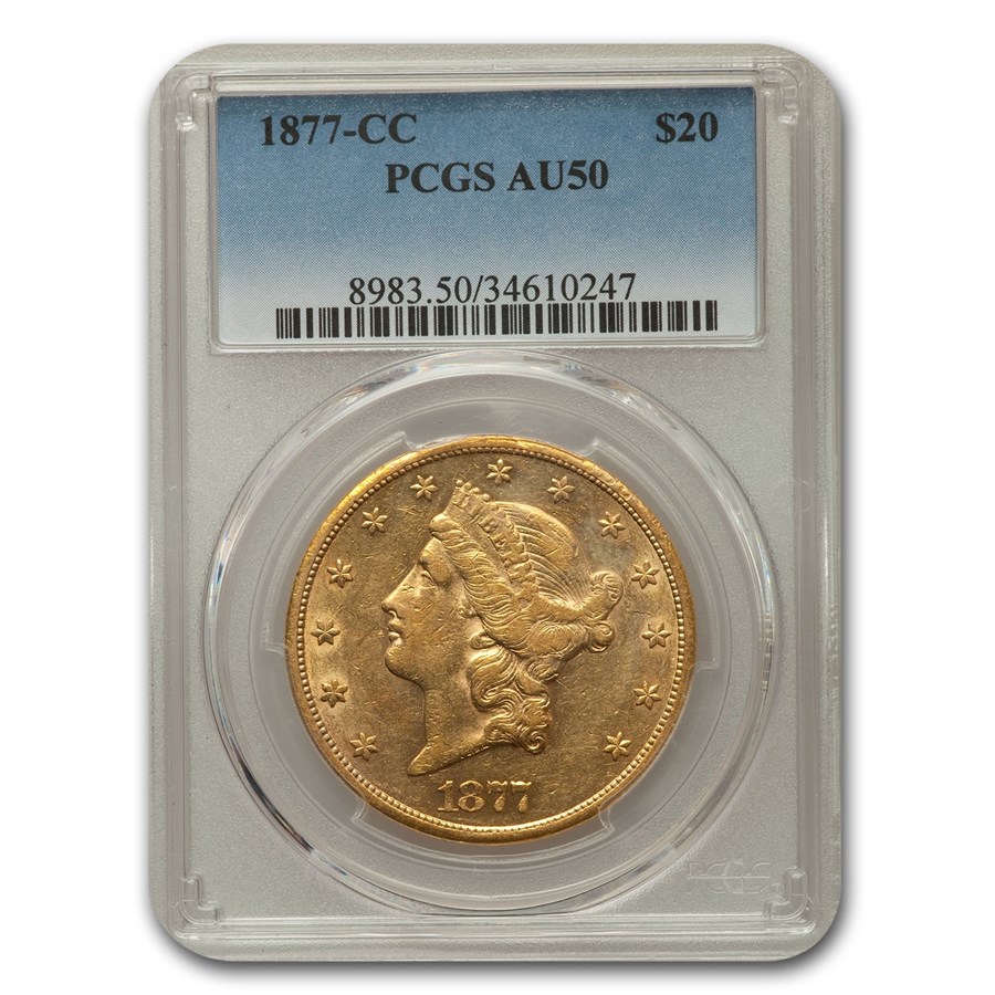 1877-CC $20 Liberty Gold Double Eagle AU-50 PCGS