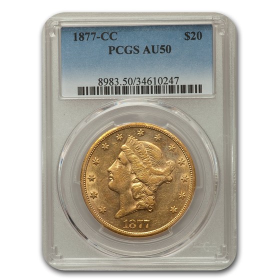 1877-CC $20 Liberty Gold Double Eagle AU-50 PCGS 1877-CC $20 Liberty Gold Double Eagle AU-50 PCGS