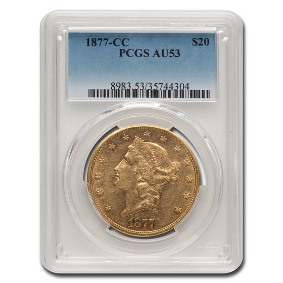 1877-CC $20 Liberty Gold Double Eagle AU-53 PCGS 1877-CC $20 Liberty Gold Double Eagle AU-53 PCGS