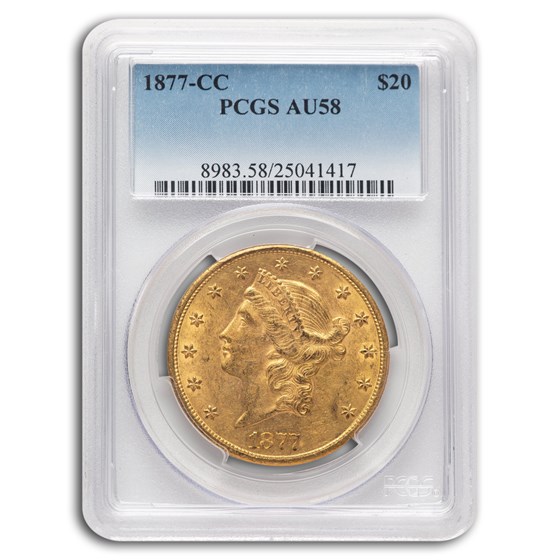 1877-CC $20 Liberty Gold Double Eagle AU-58 PCGS 1877-CC $20 Liberty Gold Double Eagle AU-58 PCGS