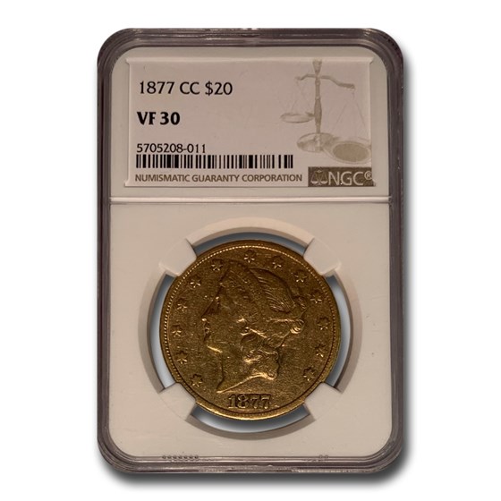 1877-CC $20 Liberty Gold Double Eagle VF-30 NGC 1877-CC $20 Liberty Gold Double Eagle VF-30 NGC