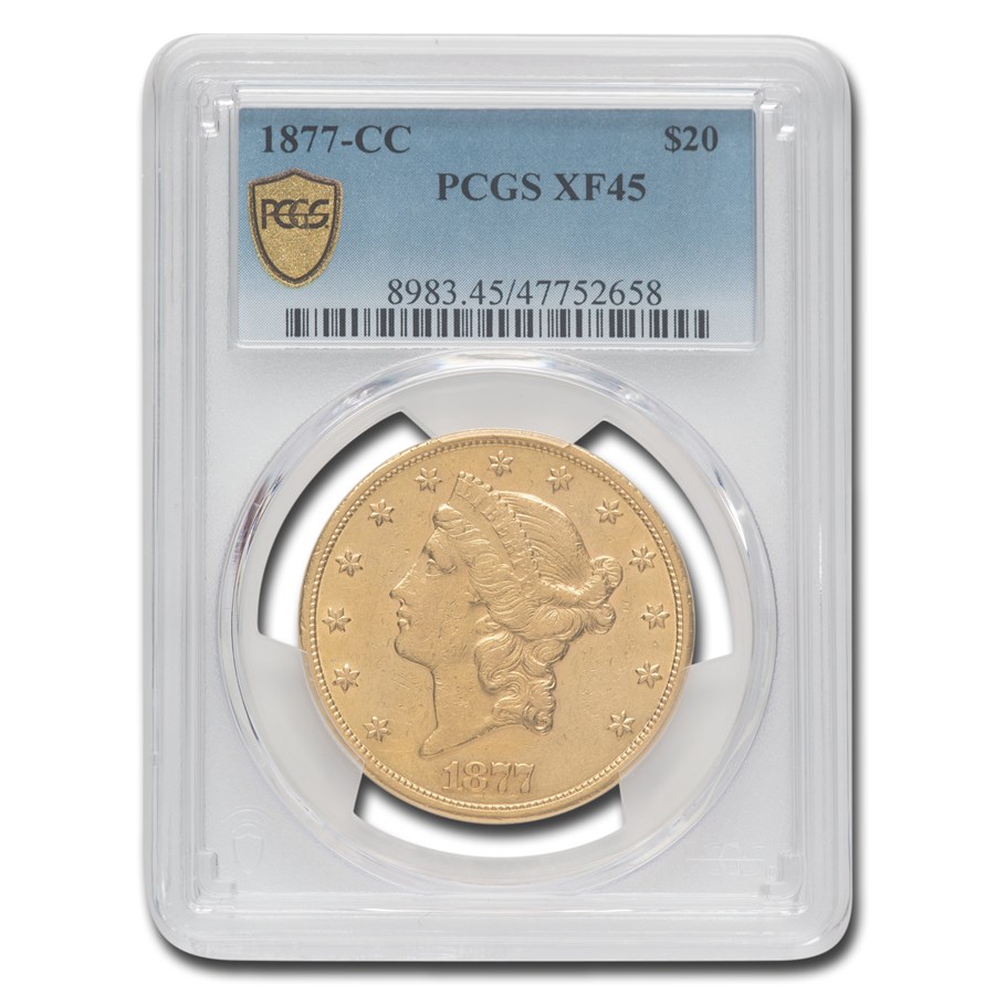 1877-CC $20 Liberty Gold Double Eagle XF-45 PCGS