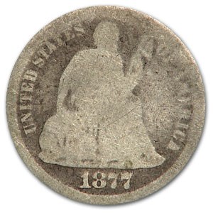 1877-CC Liberty Seated Dime AG