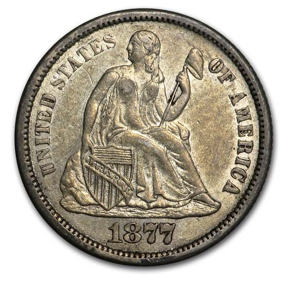 1877-CC Liberty Seated Dime AU
