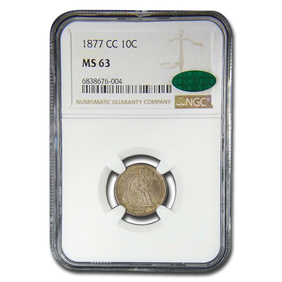1877-CC Liberty Seated Dime MS-63 NGC CAC 1877-CC Liberty Seated Dime MS-63 NGC CAC