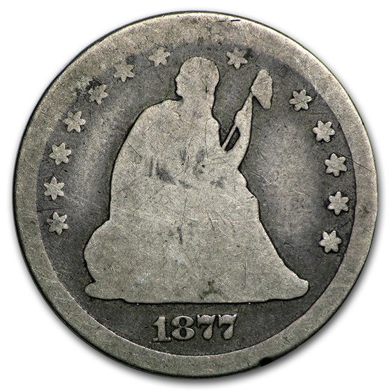 1877-CC Liberty Seated Quarter AG