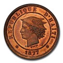 1877 Haiti Republic 20 Centimes MS-65 PCGS (Red/Brown)