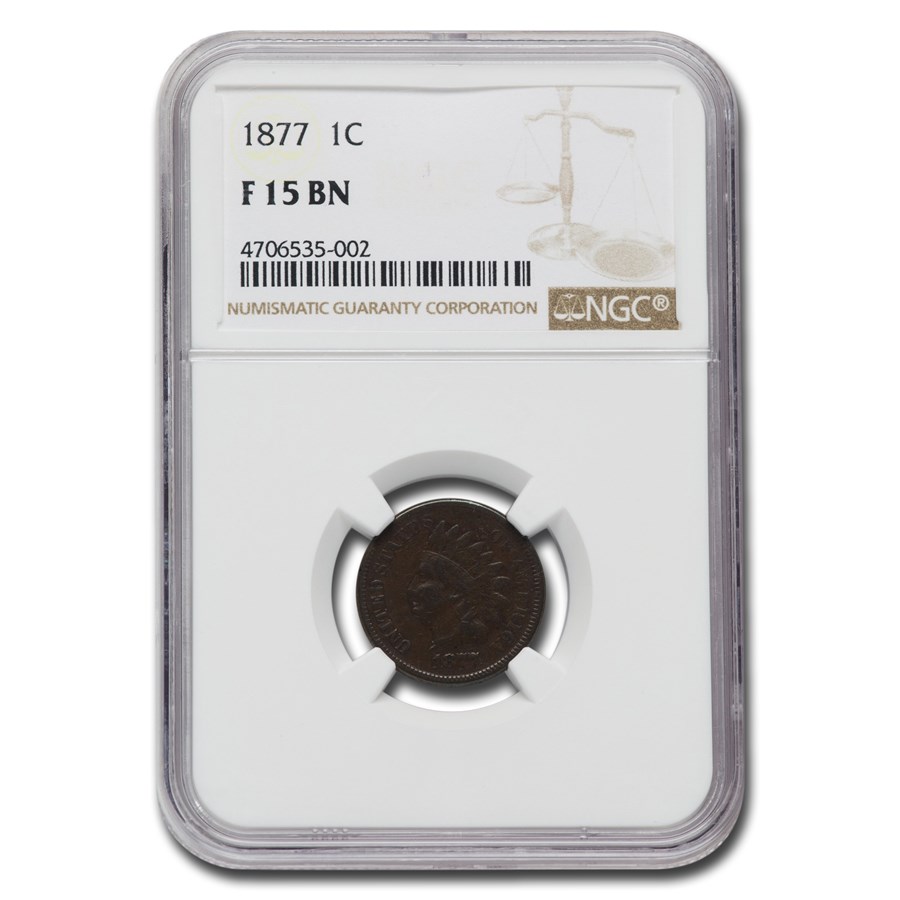1877 Indian Head Cent Fine-15 NGC