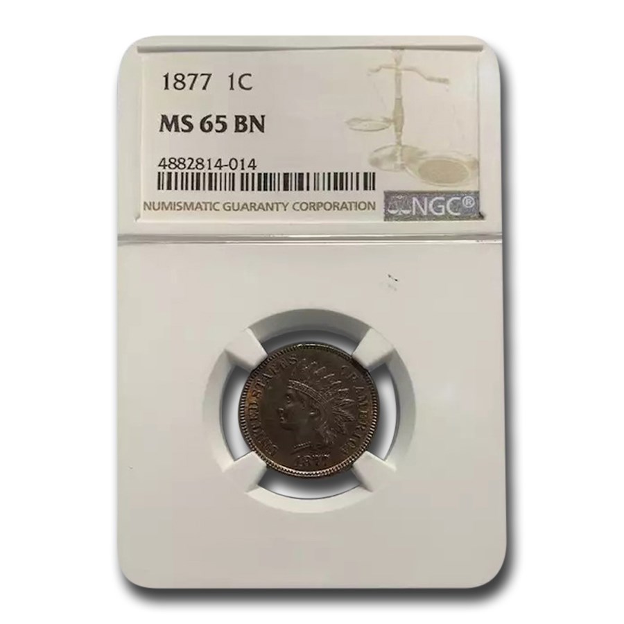 1877 Indian Head Cent MS-65 NGC (Brown)