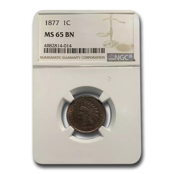 1877 Indian Head Cent MS-65 NGC (Brown)
