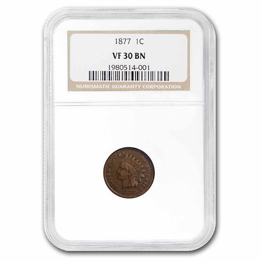 1877 Indian Head Cent VF-30 NGC (Brown)