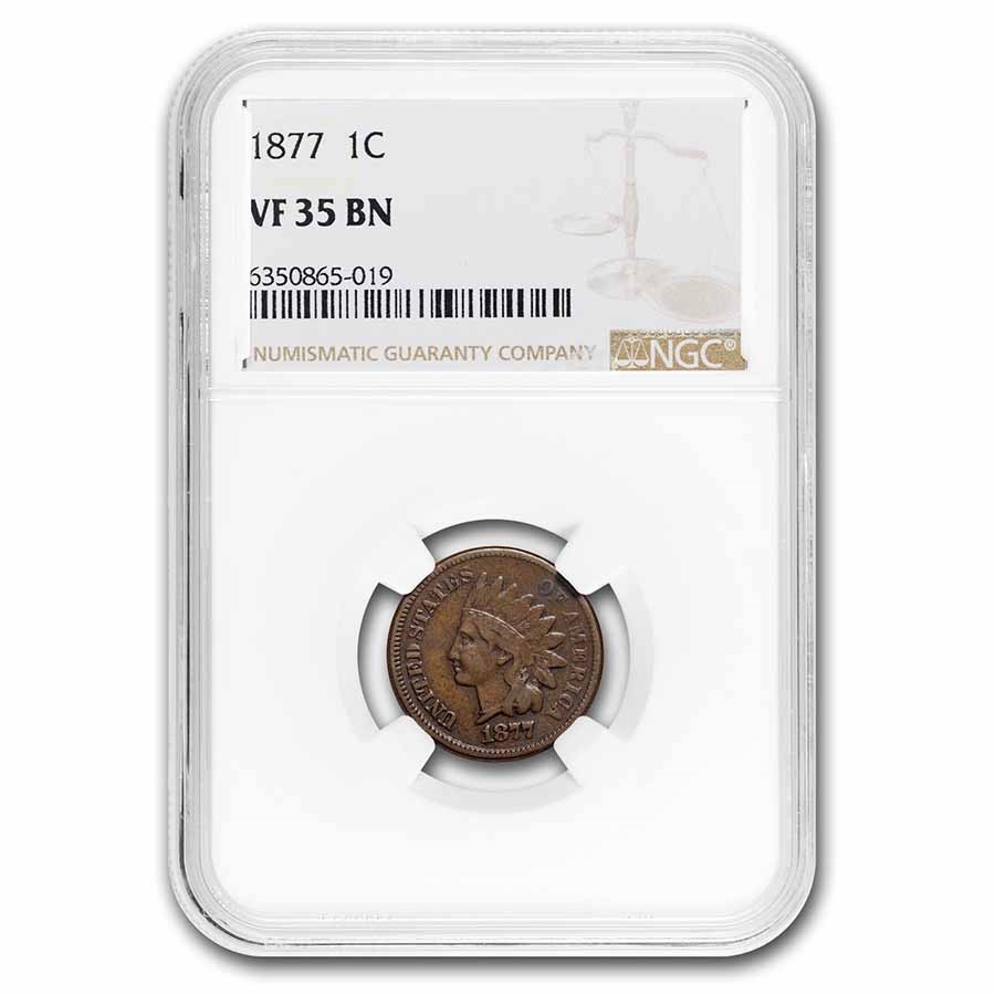 1877 Indian Head Cent VF-35 NGC (Brown)