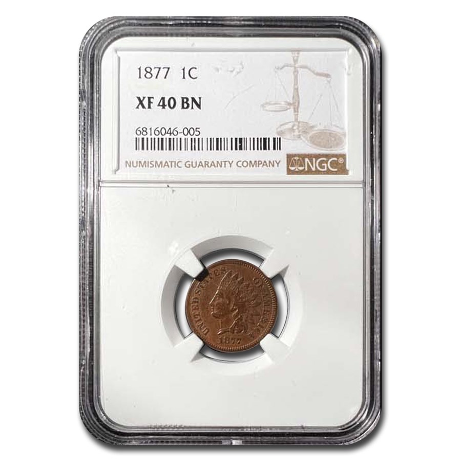 1877 Indian Head Cent XF-40 NGC (Brown)