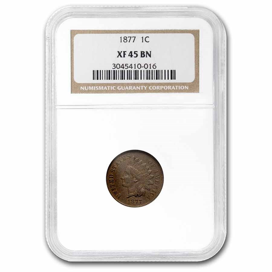 1877 Indian Head Cent XF-45 NGC (Brown)