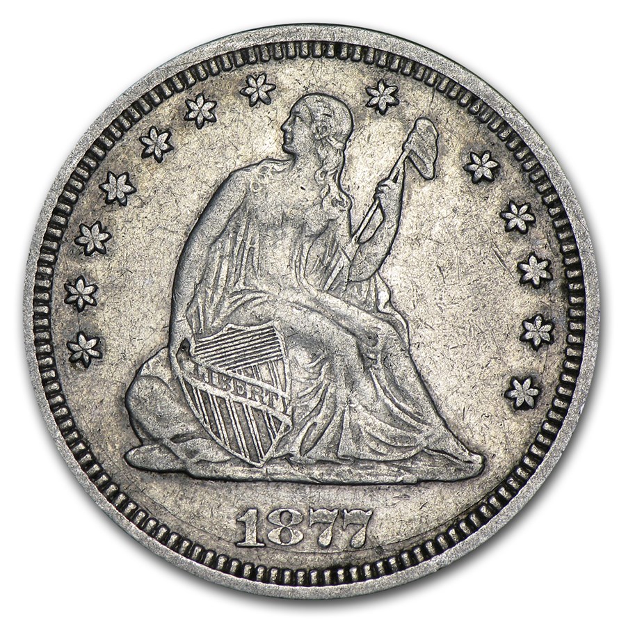 1877 Liberty Seated Quarter XF