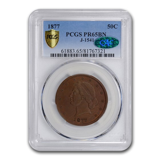 1877 Paquet Half Dollar Pattern PR-65 Brown PCGS CAC (J-1541) 1877 Paquet Half Dollar Pattern PR-65 Brown PCGS CAC (J-1541)