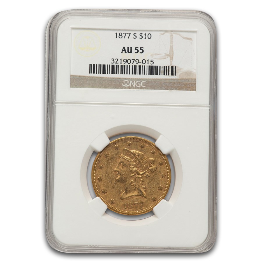 1877-S $10 Liberty Gold Eagle AU-55 NGC