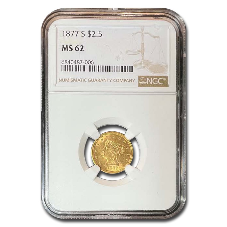 1877-S $2.50 Liberty Gold Quarter Eagle MS-62 NGC