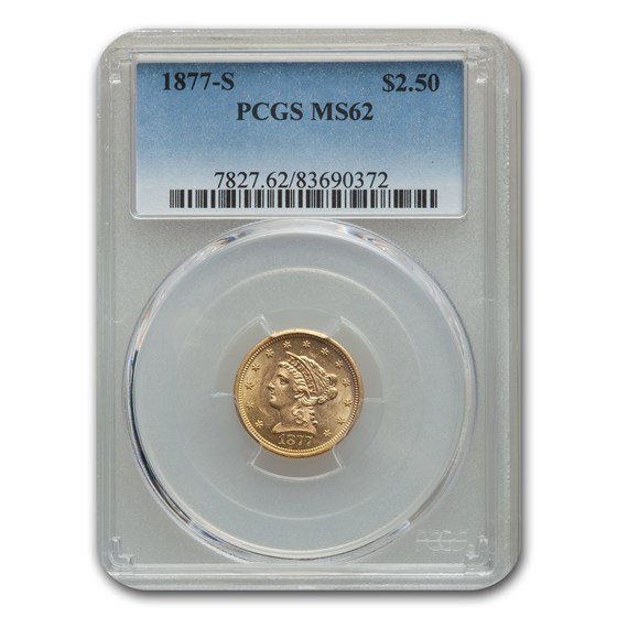 1877-S $2.50 Liberty Gold Quarter Eagle MS-62 PCGS 1877-S $2.50 Liberty Gold Quarter Eagle MS-62 PCGS